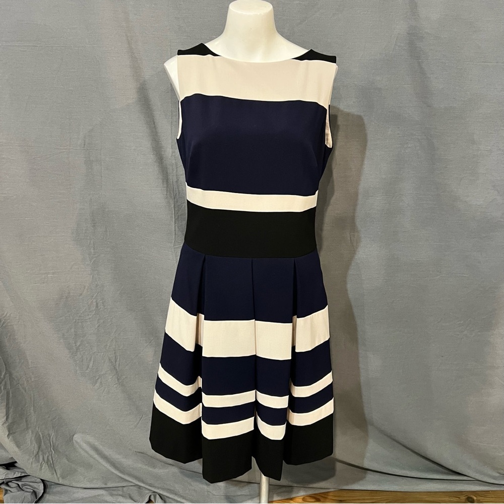Lauren Ralph Lauren Navy and Cream Midi Dress